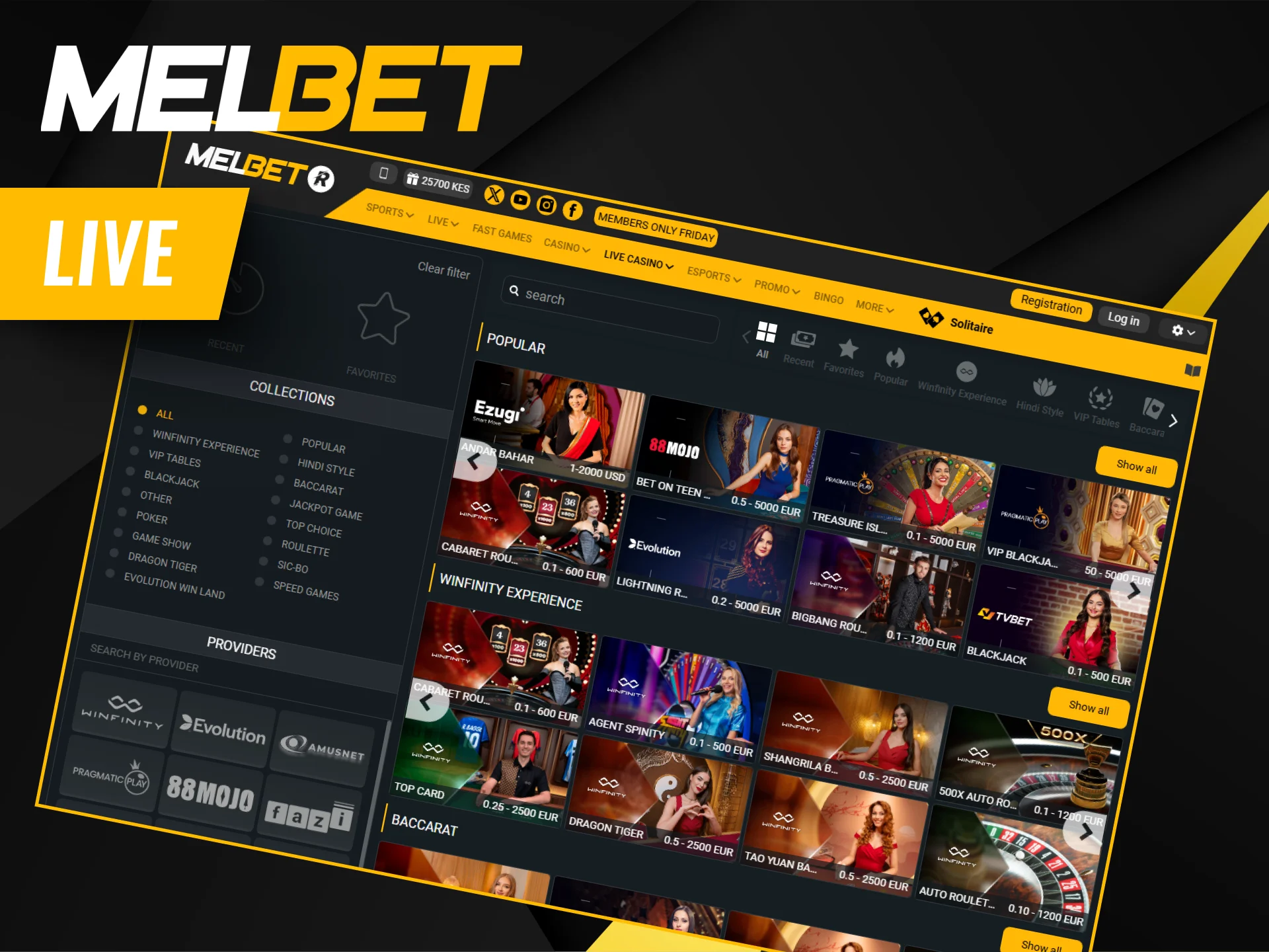 The live casino section on Melbet offers real-time games with live dealers.