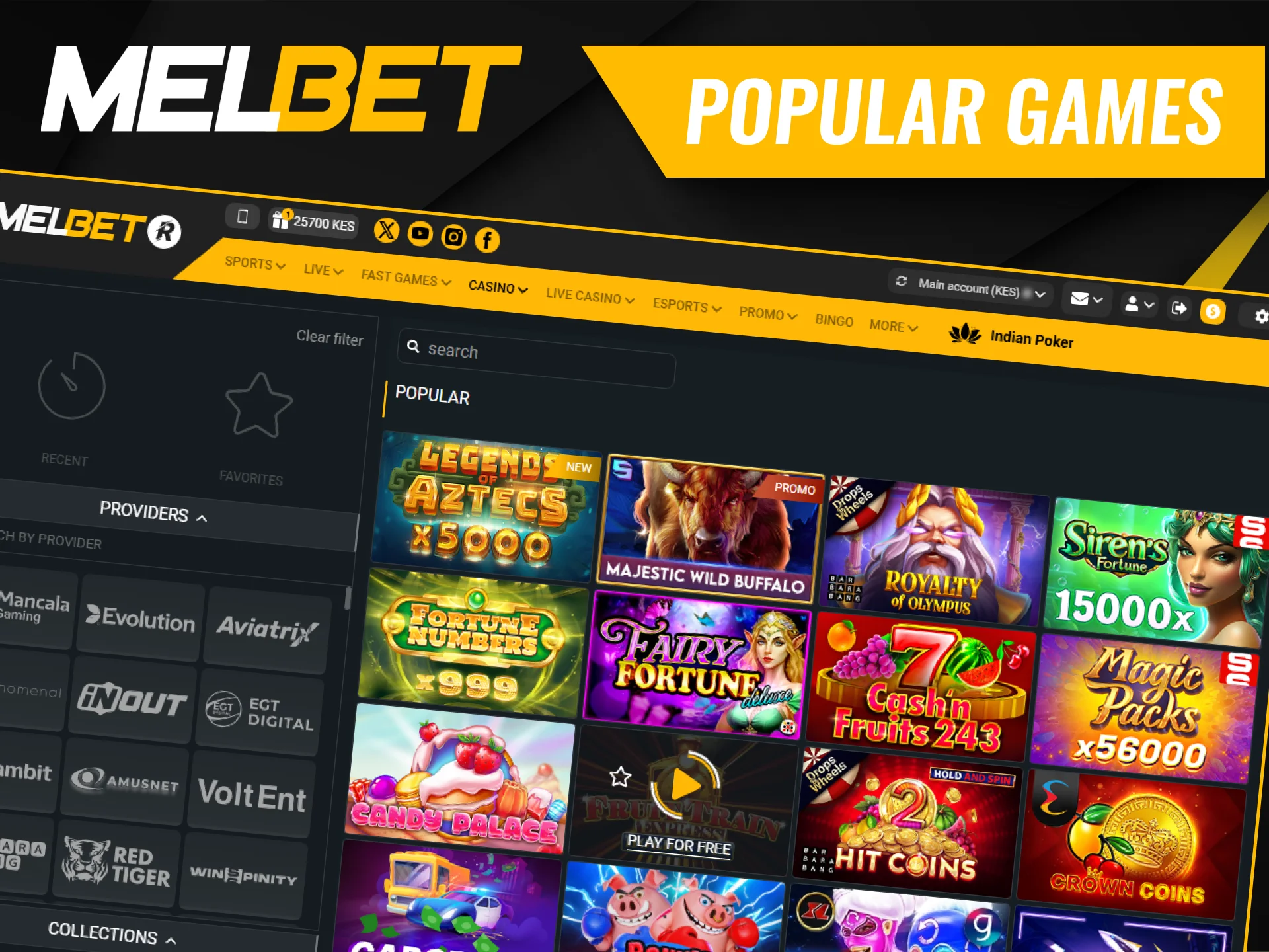 There are many popular games available on Melbet Kenya.