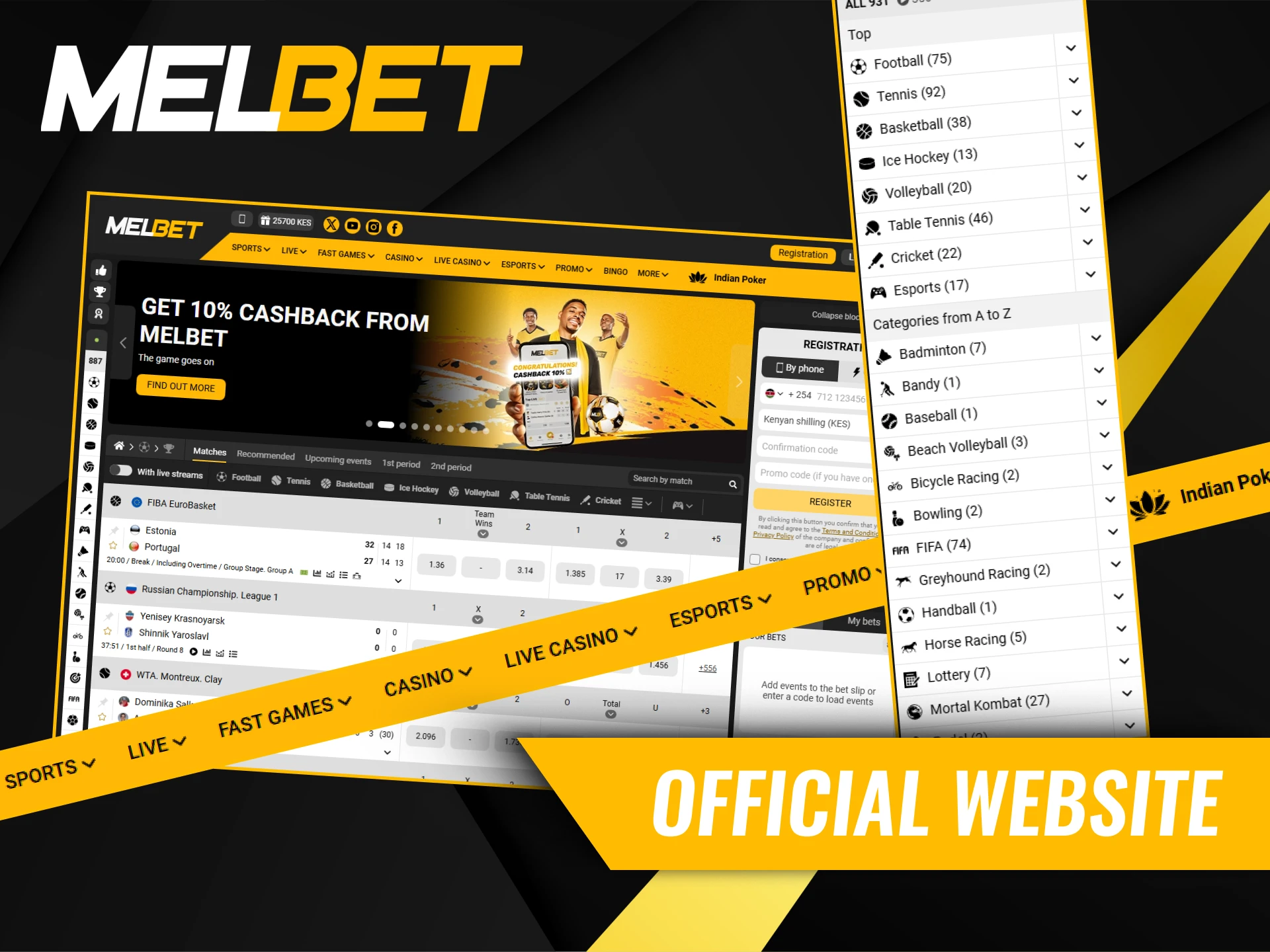 Official website of Melbet Casino in Kenya.