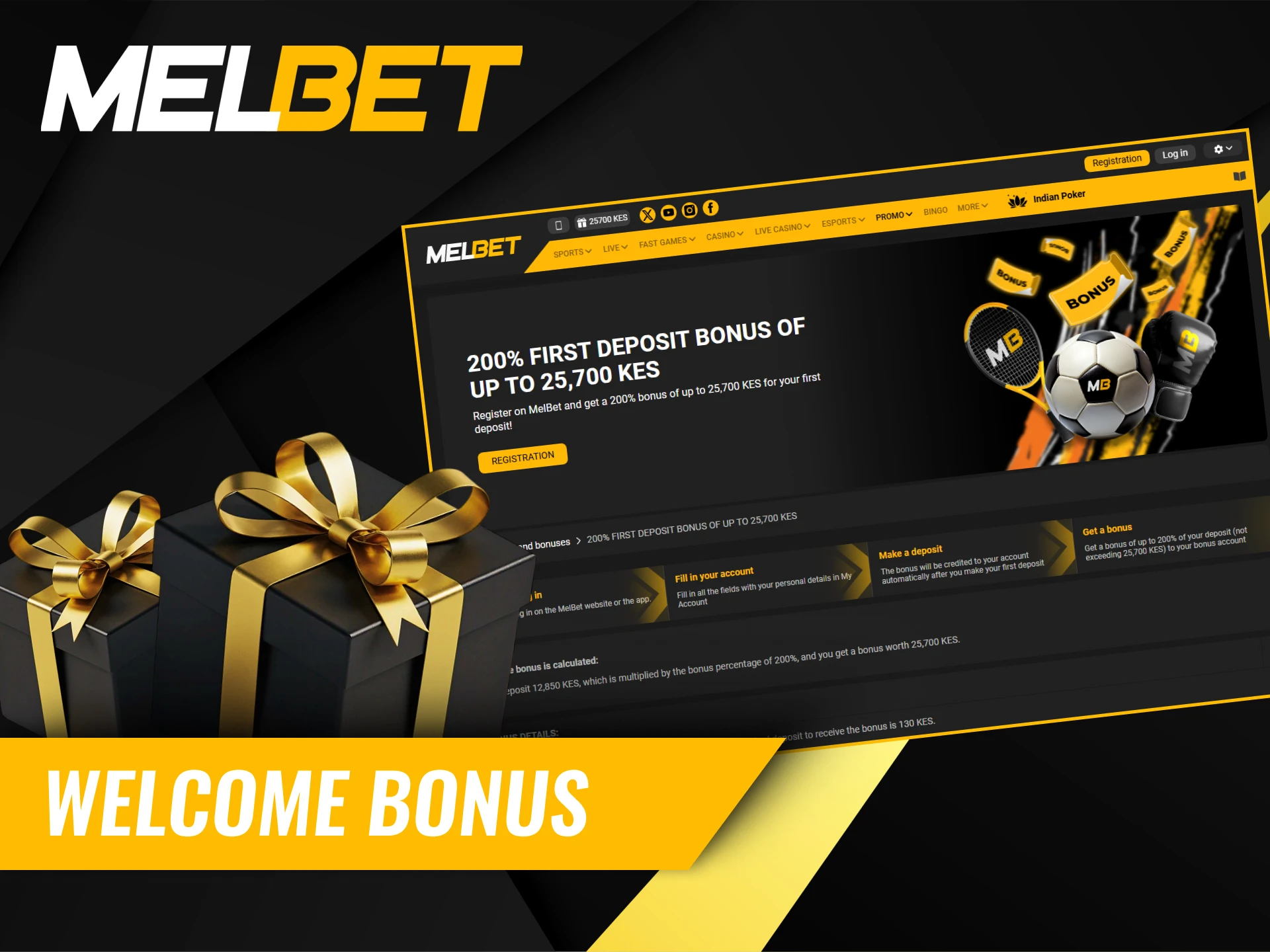 Melbet has prepared several welcome bonuses for new users.