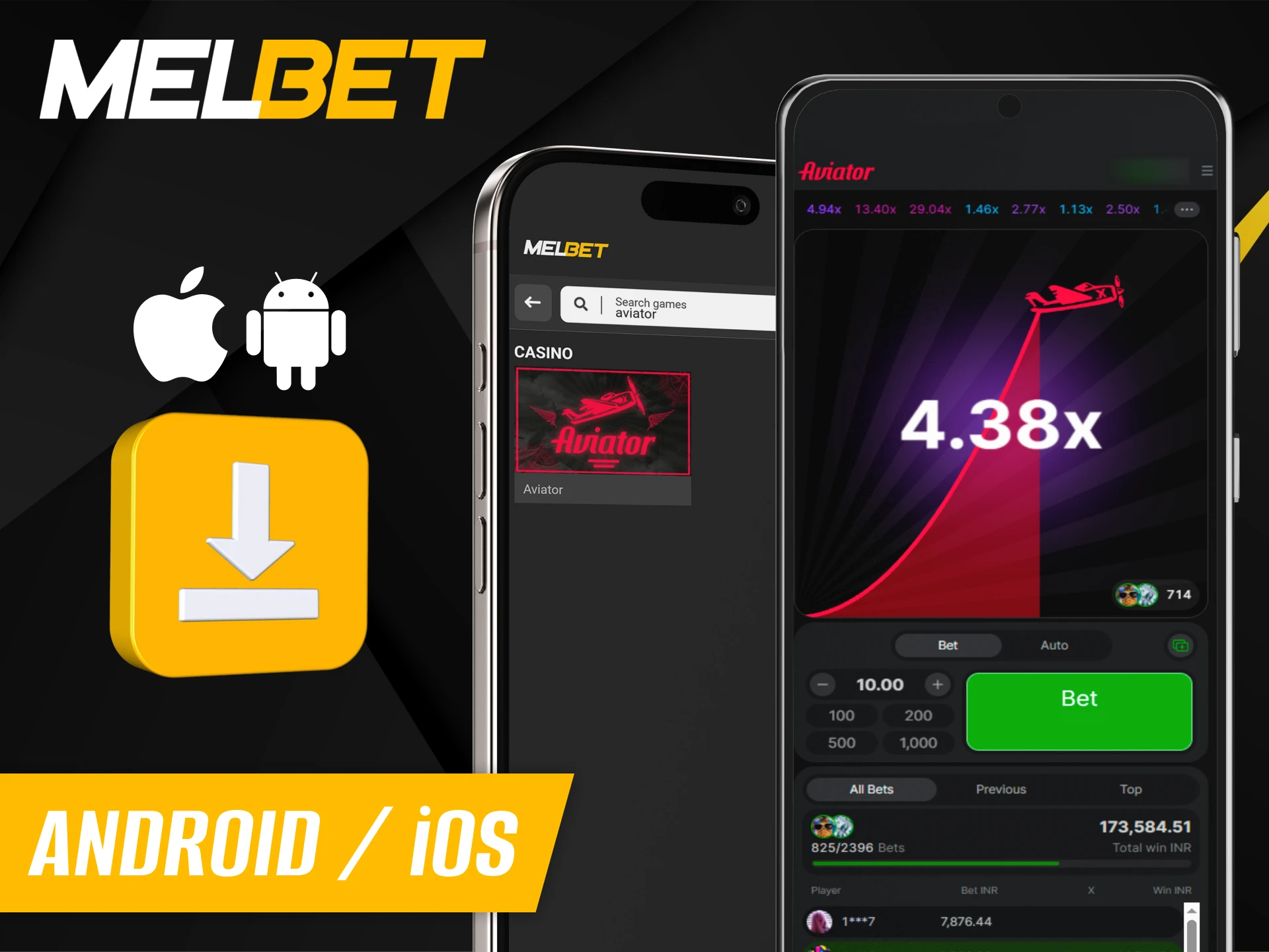 Instructions for downloading the Melbet app.