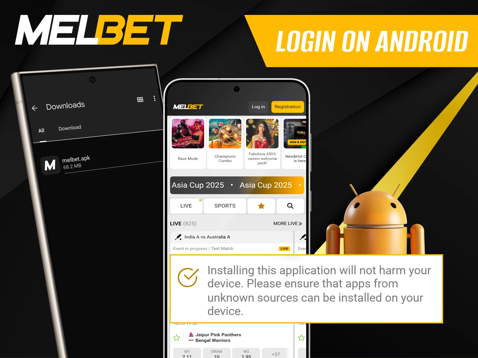 Step-by-step instructions for logging into your Melbet account from Android.