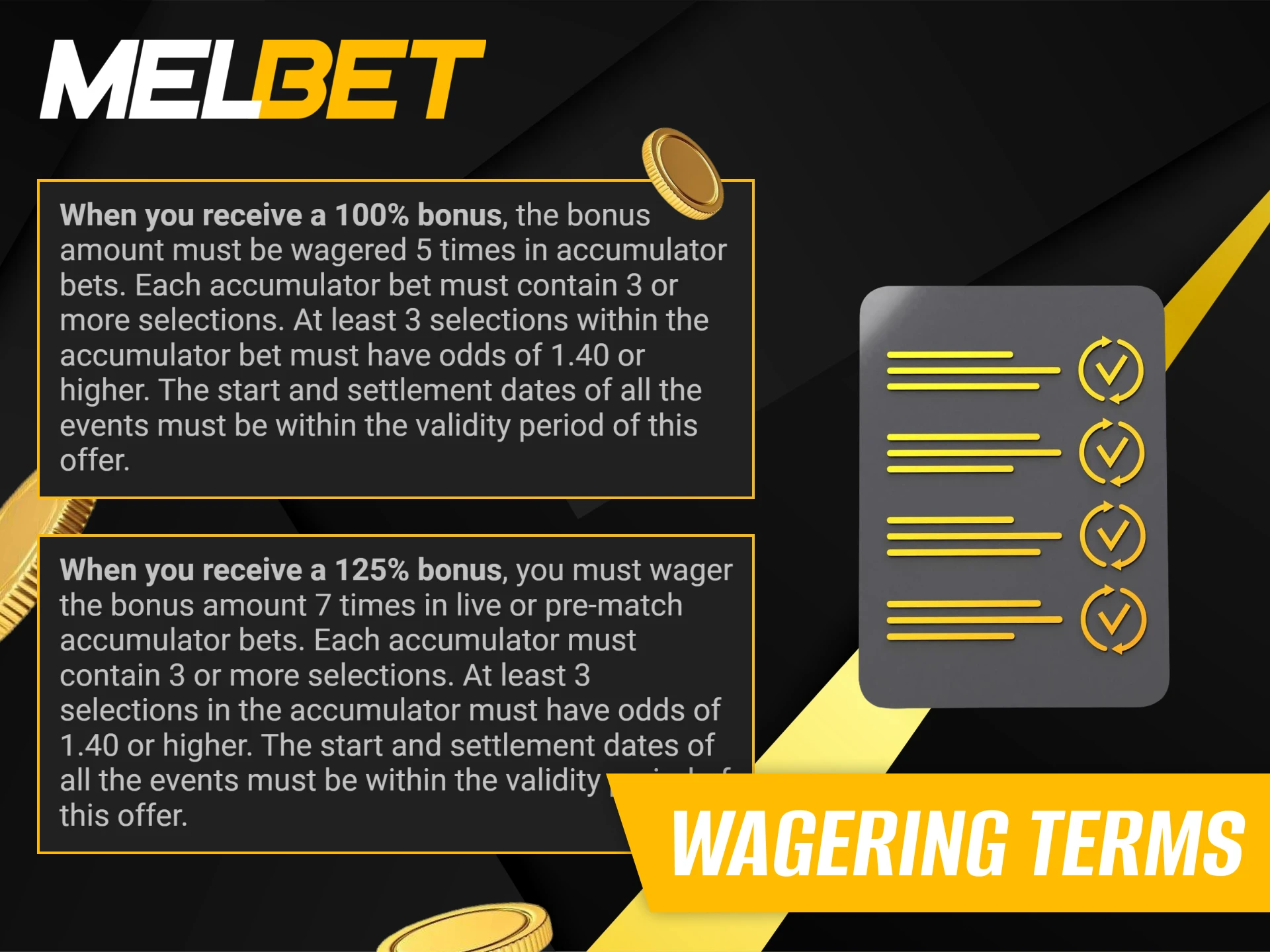 Rules and requirements for receiving bonuses on Melbet Kenya.